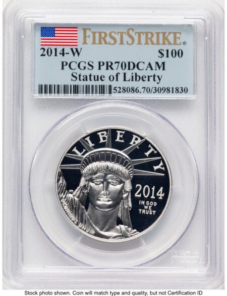 2014-W Proof Platinum Eagle 1 oz FS Flag 70 PCGS