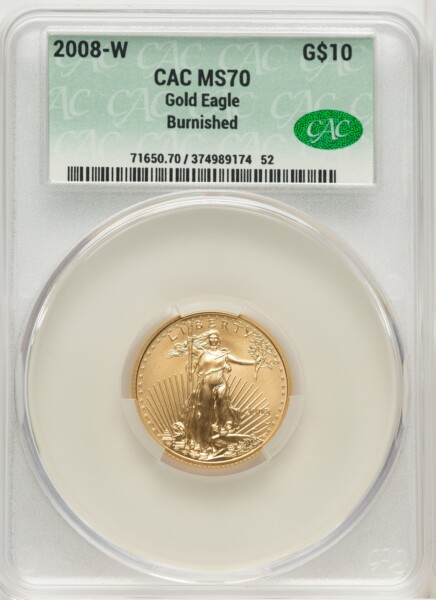 2008-W $10 Quarter-Ounce Gold Eagle, MS 70 CACG