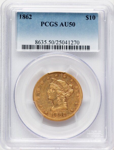 1862 $10 Blue Gradient 50 PCGS