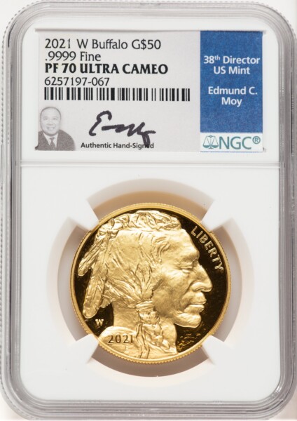 2021-W Proof Gold Buffalo 1 oz Ed Moy 70 NGC
