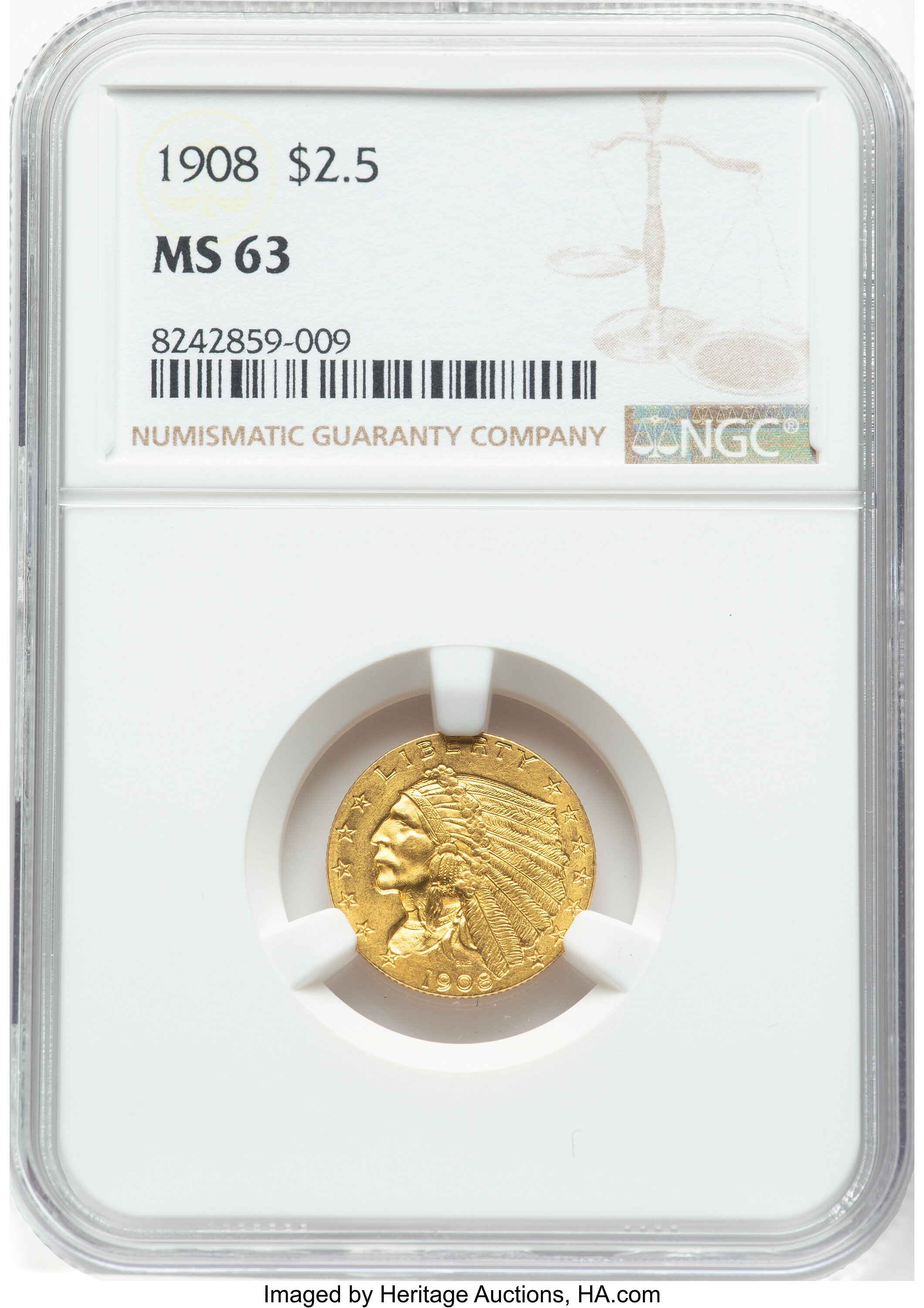 1908 $2 1/2 63 NGC