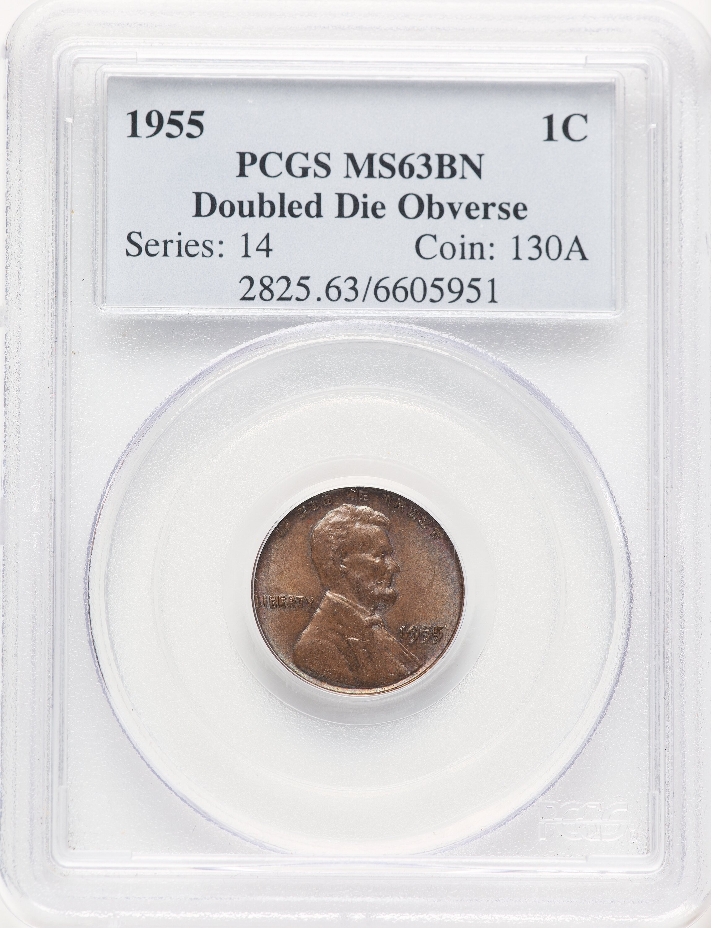 1955 Doubled Die Obverse, BN 63 PCGS