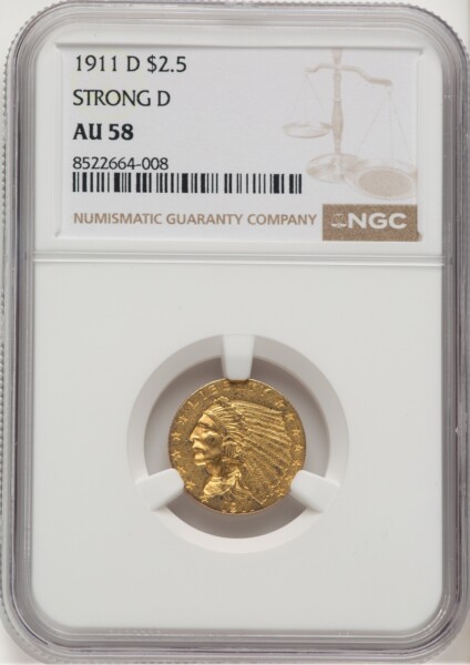 1911-D $2 1/2 58 NGC