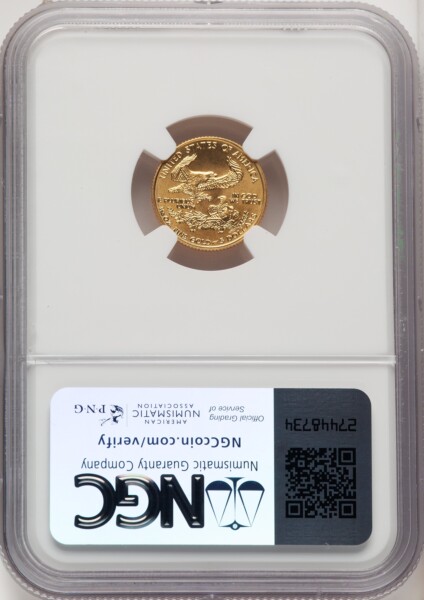1995 $5 Tenth-Ounce Gold Eagle, MS Brown Label 70 NGC