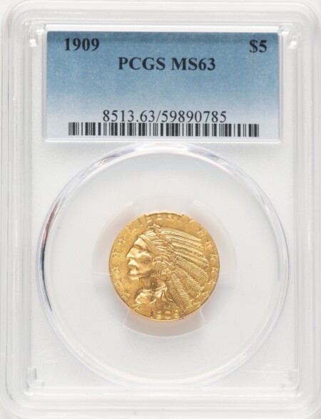 1909 $5 63 PCGS