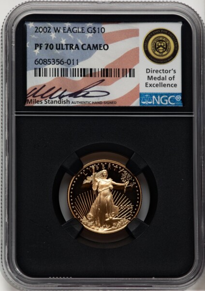 2002-W $10 Quarter-Ounce Gold Eagle, DC Miles Standish 70 NGC