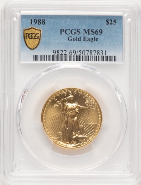 1988 Gold Eagle 1/2 oz Blue Gradient 69 PCGS