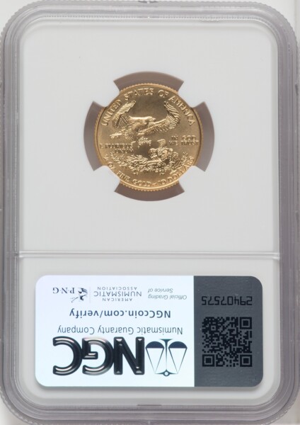 1997 $10 Quarter-Ounce Gold Eagle, MS Brown Label 70 NGC