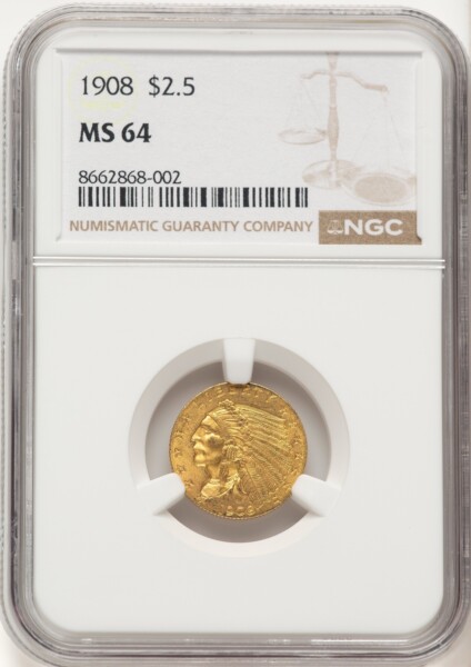 1908 $2 1/2 64 NGC