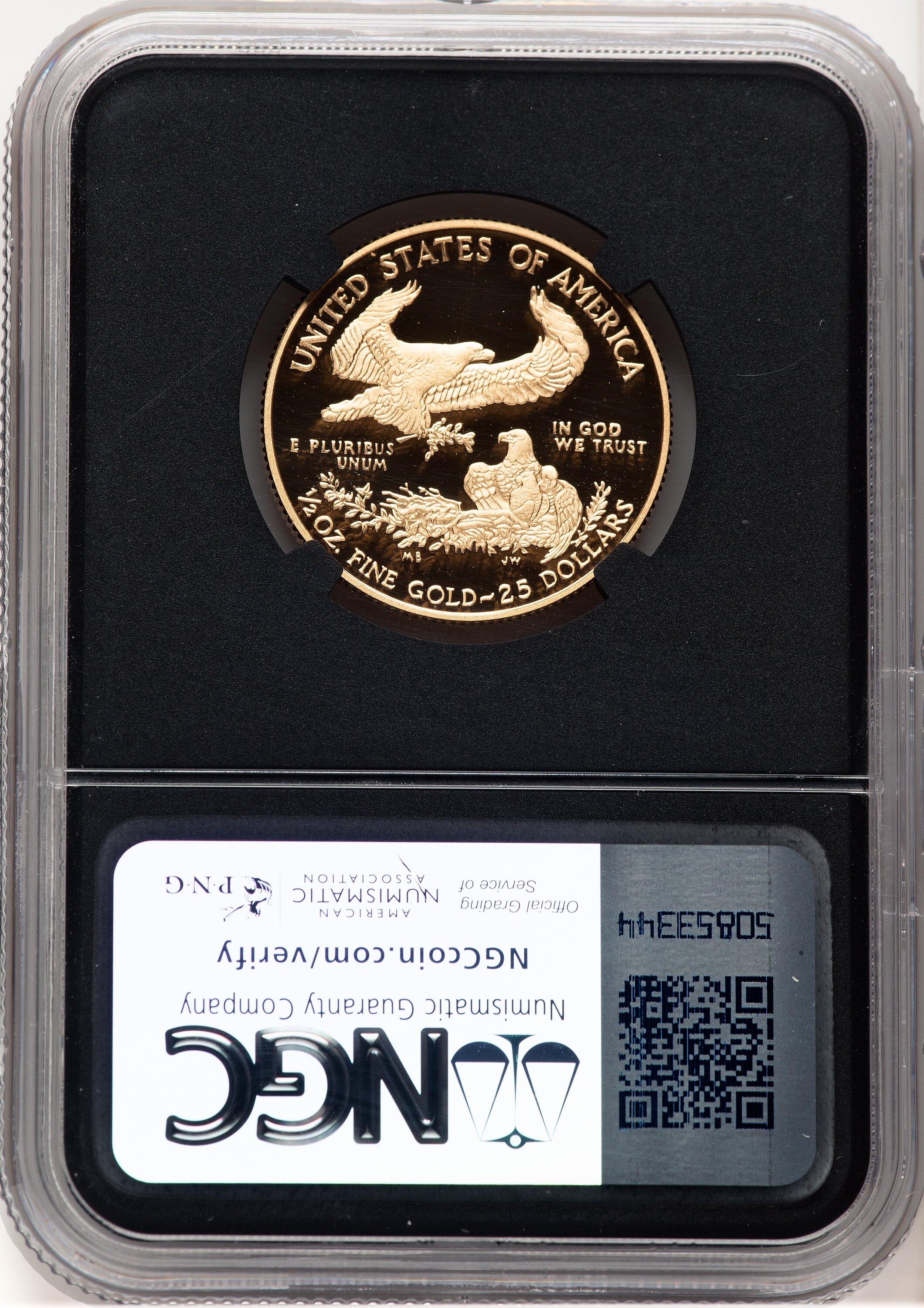 2020-W Proof Gold Eagle 1/2 oz ER Anna Cabral Prestige Treasurer Series Blk Core 70 NGC