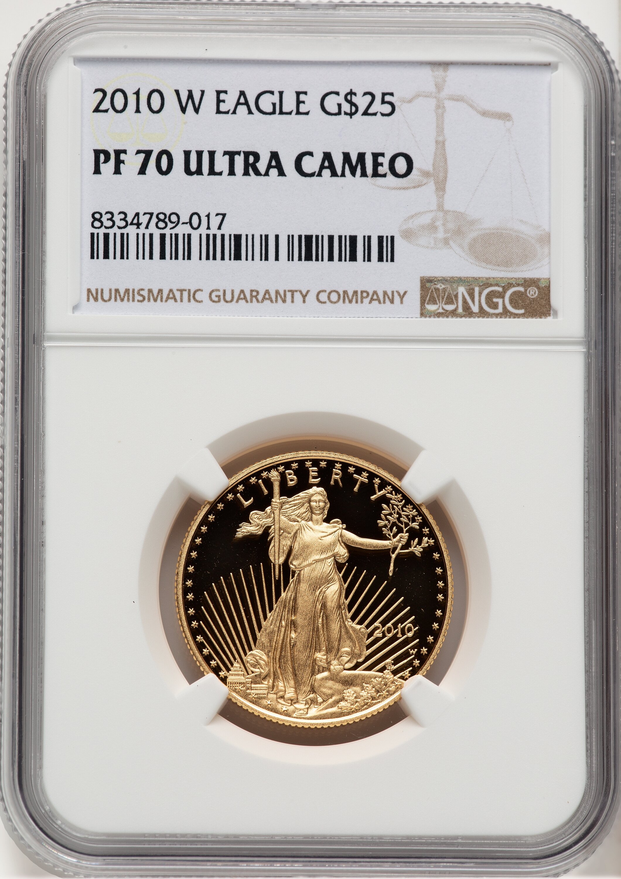 2010-W Proof Gold Eagle 1/2 oz Brown Label 70 NGC