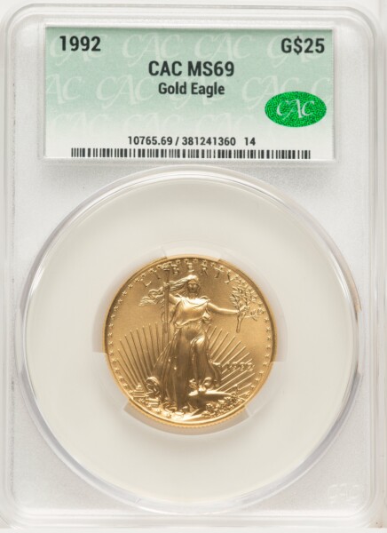 1992 Gold Eagle 1/2 oz Non Designation 69 CACG
