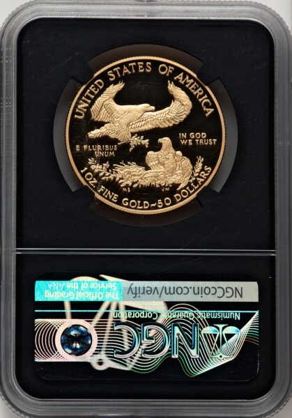 2020-W $50 One-Ounce Gold Eagle, DC Ed Moy Blk Core 70 NGC