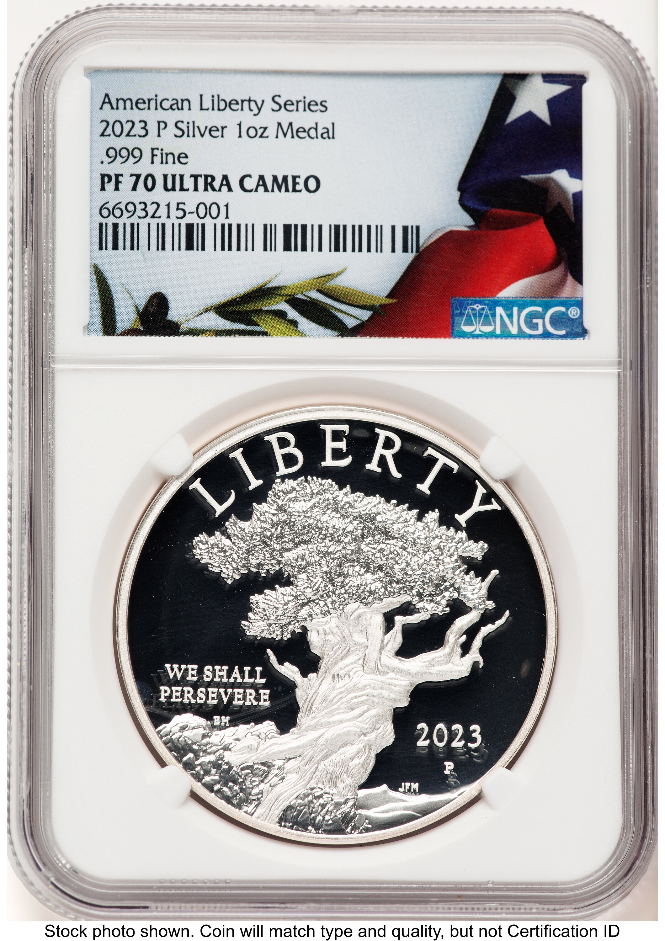 2023-P Silver American Liberty High Relief Medal Bunting Flag 70 NGC