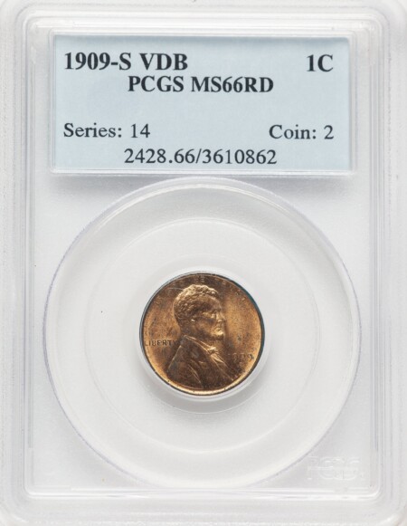 1909-S 1C VDB, RD 66 PCGS