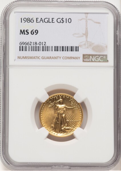 1986 Gold Eagle 1/4 oz Brown Label 69 NGC