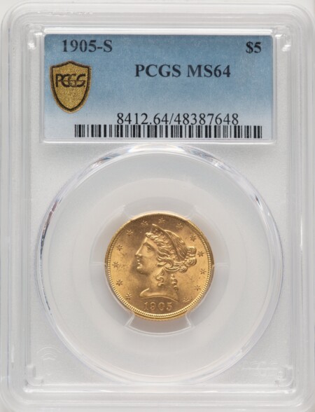 1905-S $5 PCGS Secure 64 PCGS
