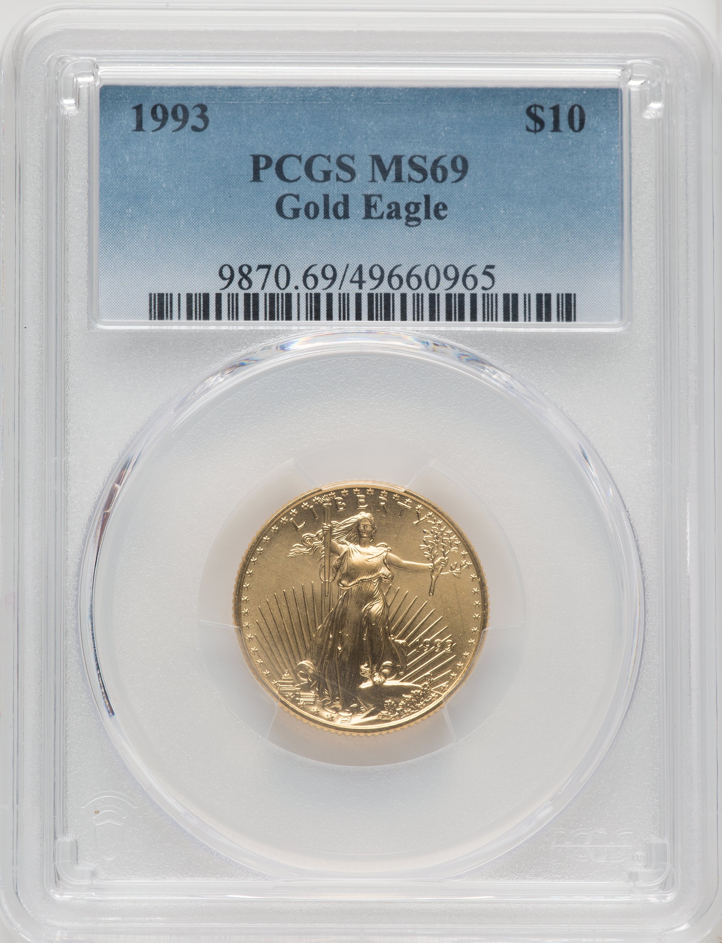 1993 Gold Eagle 1/4 oz Blue Gradient 69 PCGS