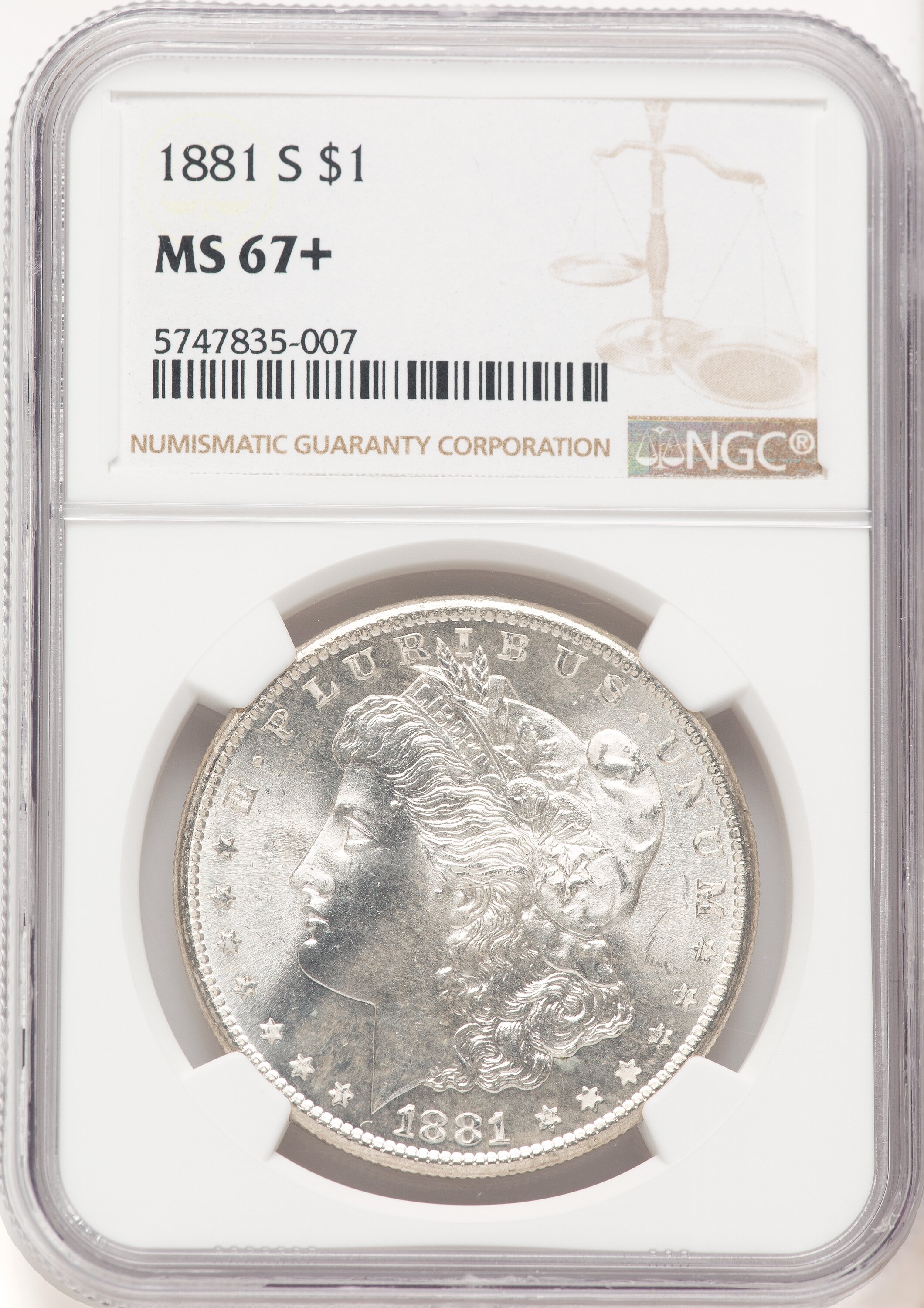 1881-S S$1 NGC Plus 67 NGC
