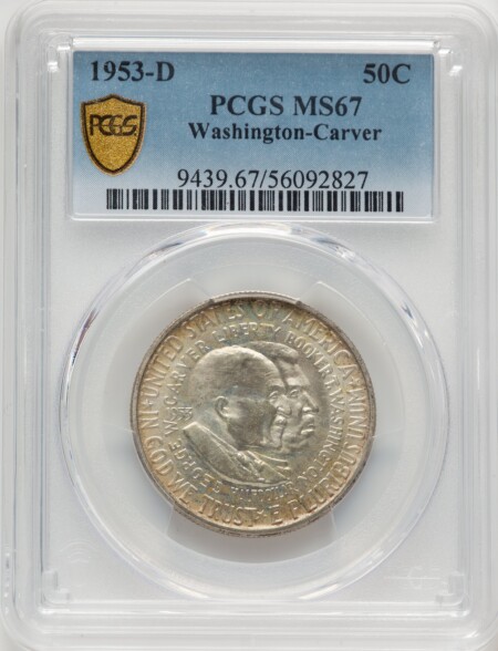 1953-D 50C Washington-Carver, MS PCGS Secure 67 PCGS