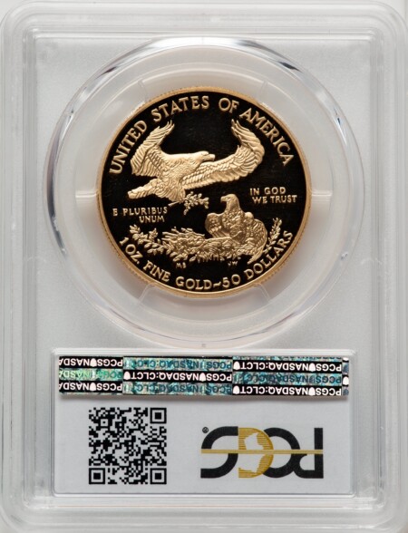 2008-W $50 One-Ounce Gold Eagle, PR DC Blue Gradient 70 PCGS