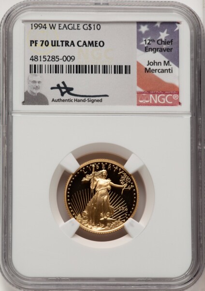 1994-W $10 Quarter-Ounce Gold Eagle, PR, DC John Mercanti 70 NGC