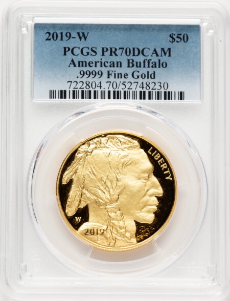 2019-W Proof Gold Buffalo 1 oz Blue Gradient 70 PCGS