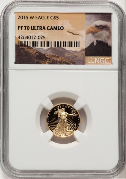 2015-W $5 Tenth-Ounce, Gold Eagle, DC Eagle Frame 70 NGC