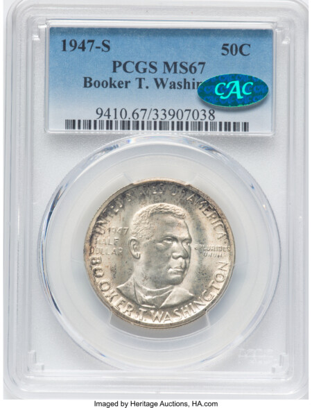 1947-S 50C Booker T. Washington, MS CAC 67 PCGS