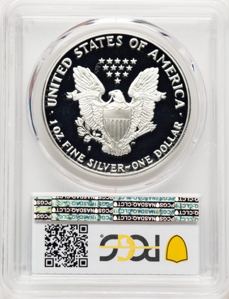 1989-S Proof Silver Eagle 1 oz Blue Gradient 70 PCGS