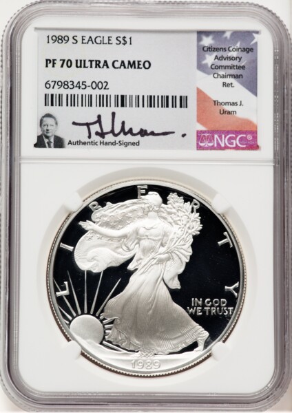 1989-S Proof Silver Eagle 1 oz Thomas Uram 70 NGC