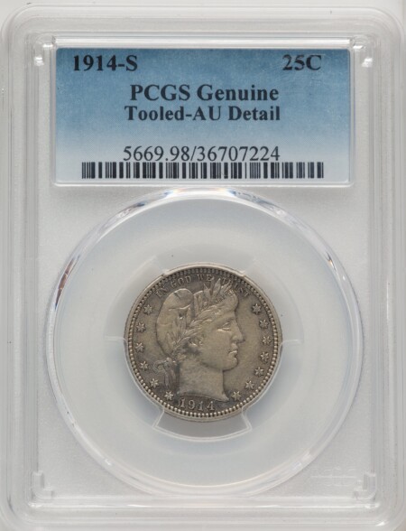 1914-S 25C 50 Genuine PCGS