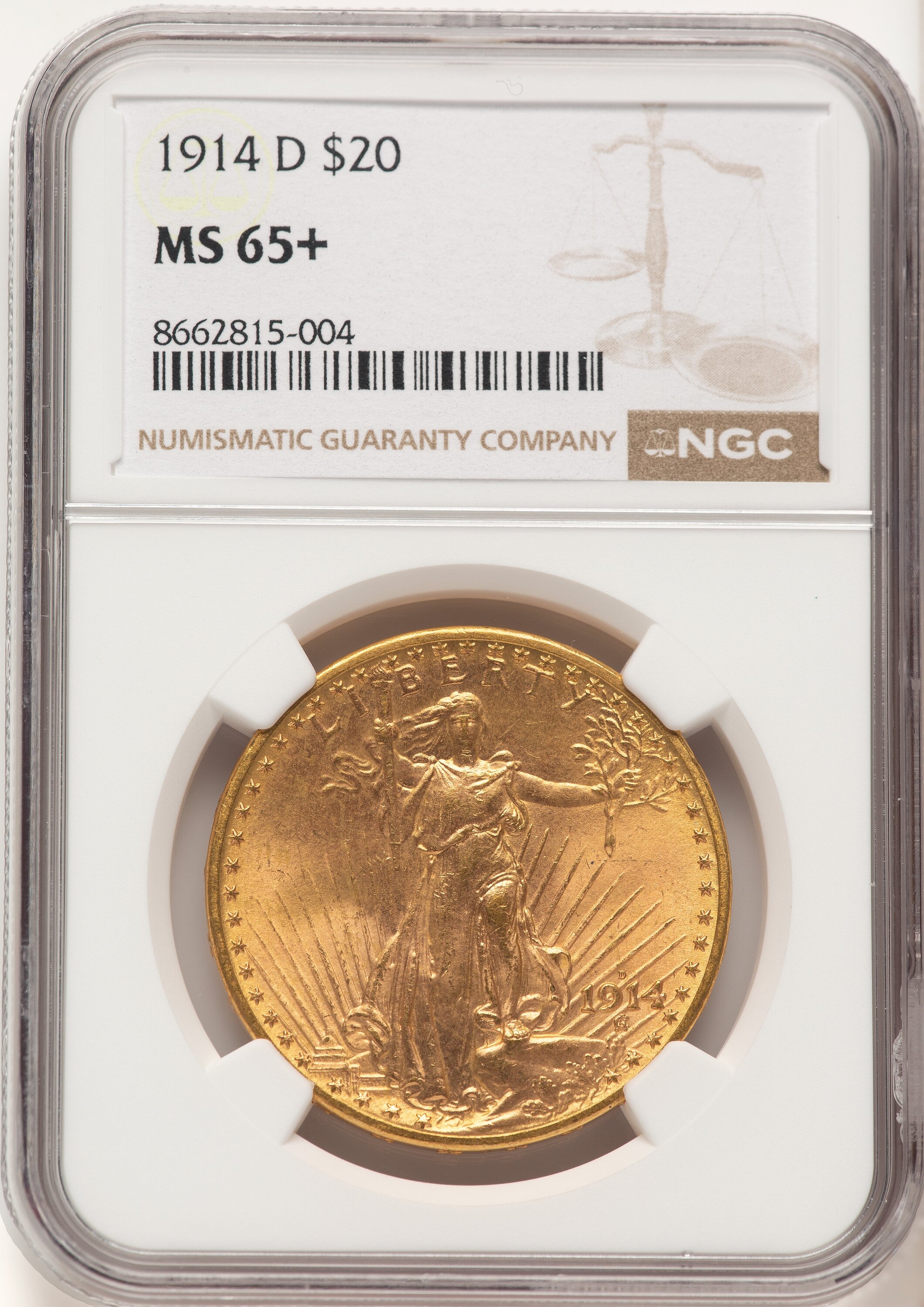 1914-D $20 NGC Plus 65 NGC