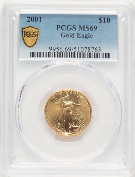 2001 Gold Eagle 1/4 oz Blue Gradient 69 PCGS