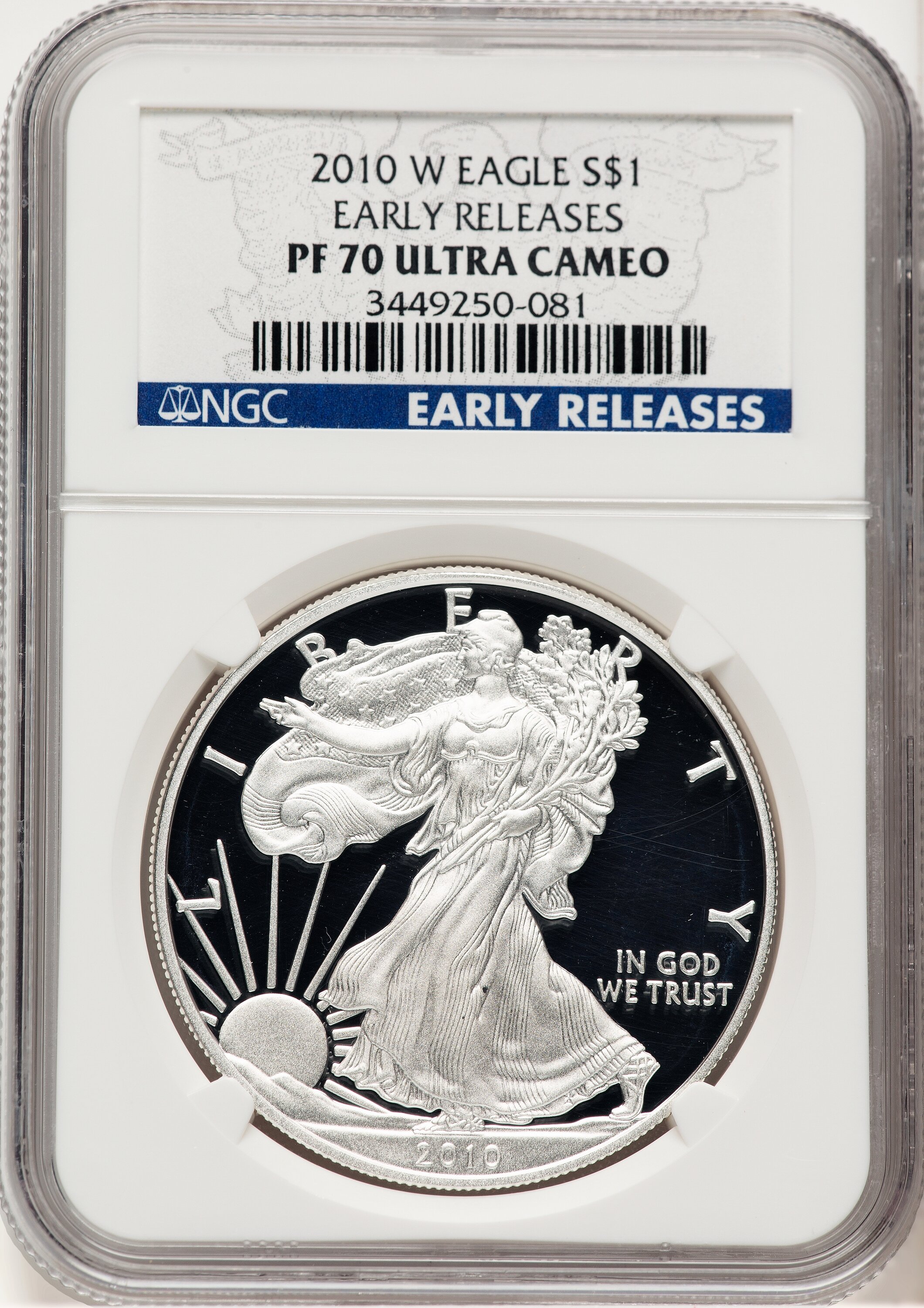 2010-W Proof Silver Eagle 1 oz ER Blue 70 NGC