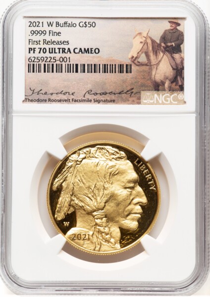 2021-W Proof Gold Buffalo 1 oz FR Theodore Roosevelt 70 NGC