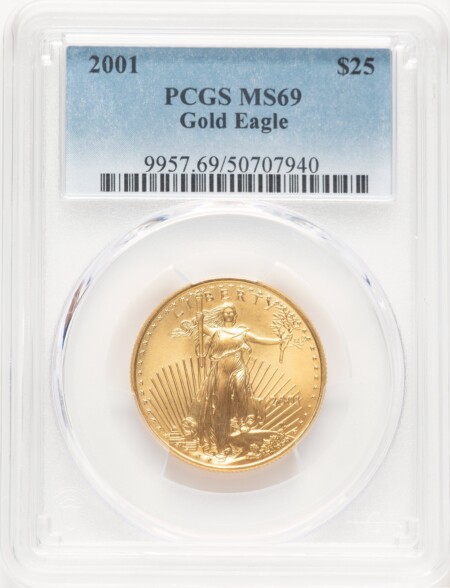 2001 Gold Eagle 1/2 oz Blue Gradient 69 PCGS