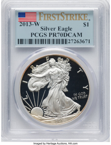 2013-W Proof Silver Eagle 1 oz FS Flag 70 PCGS