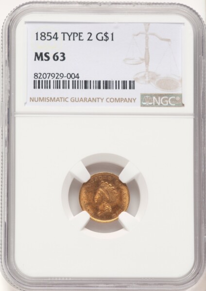 1854 G$1 Type Two 63 NGC