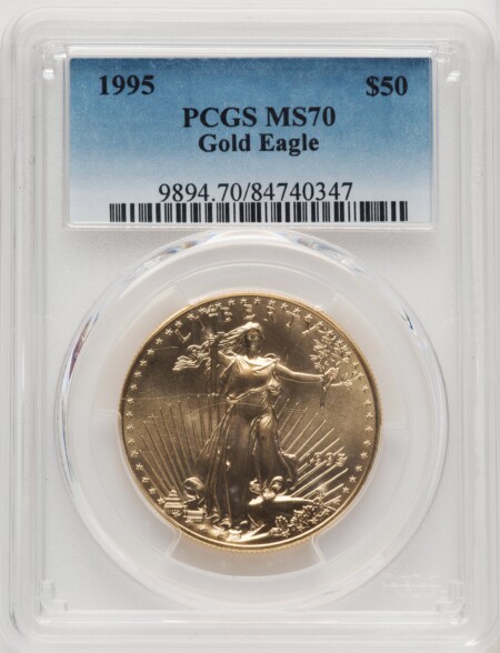 1995 $50 One-Ounce Gold Eagle, MS Blue Gradient 70 PCGS