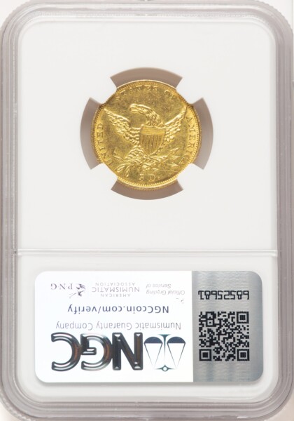 1834 $5 PLAIN 4, MS 58 NGC