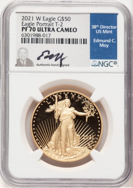 2021-W Type 2 Proof Gold Eagle 1 oz Ed Moy 70 NGC