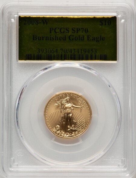 2008-W $10 Quarter-Ounce Gold Eagle, MS Gold Foil 70 PCGS