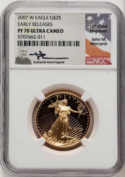 2007-W $25 Half-Ounce Gold Eagle, First Strike, PR DC 70 NGC