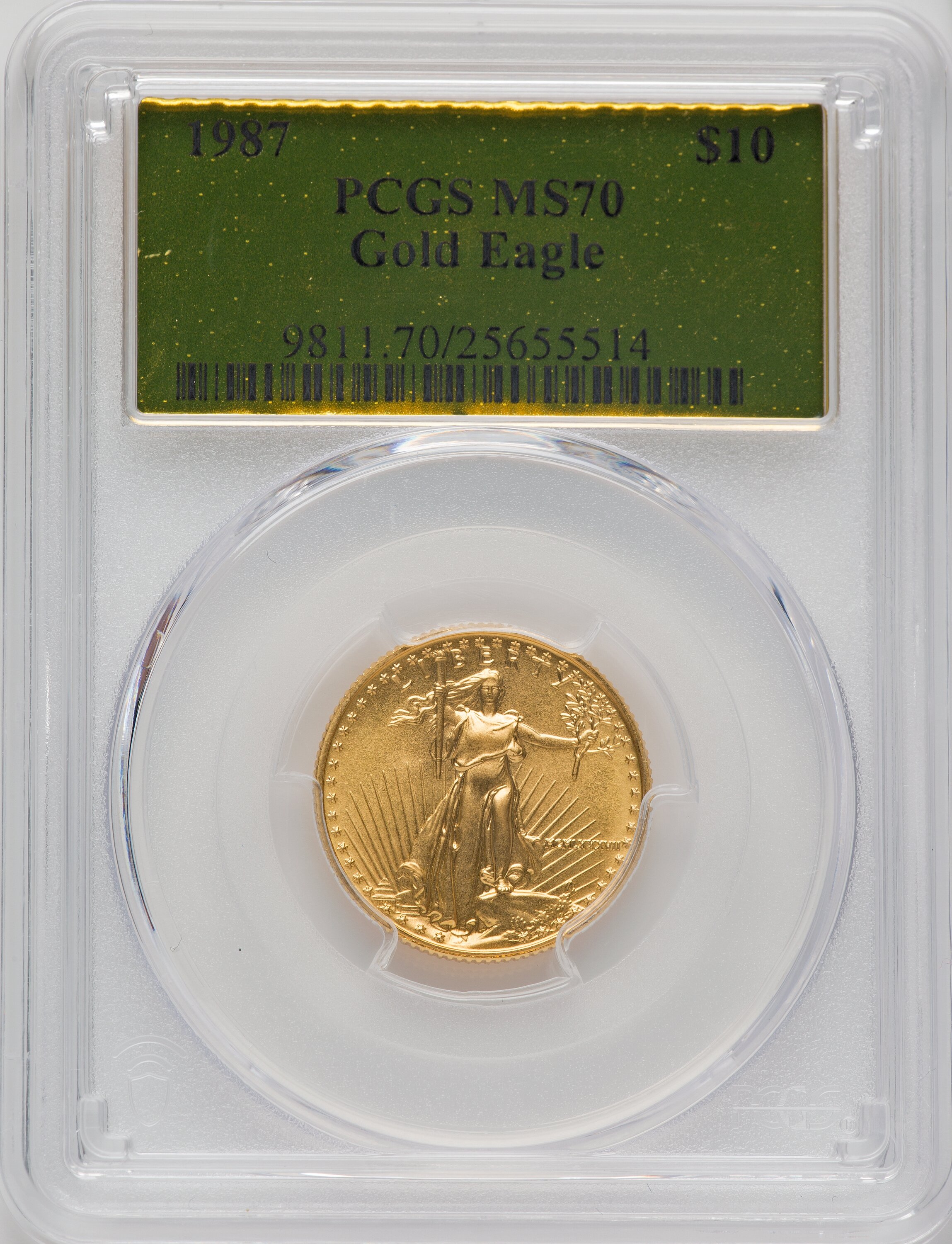 1987 $10 Quarter-Ounce Gold Eagle, MS 70 PCGS