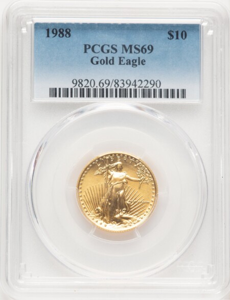 1988 Gold Eagle 1/4 oz Blue Gradient 69 PCGS