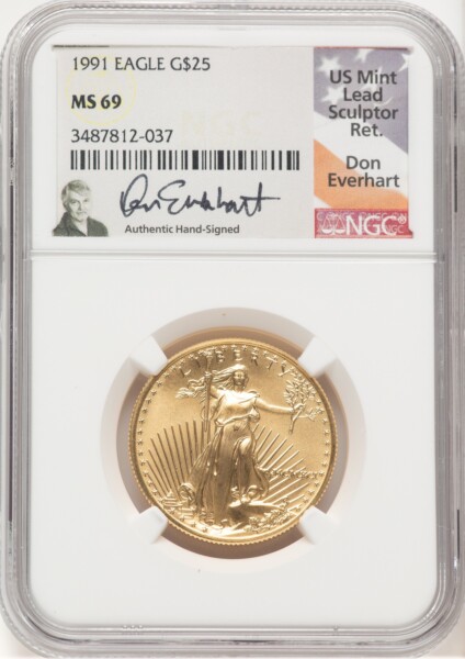 1991 Gold Eagle 1/2 oz Don Everhart 69 NGC