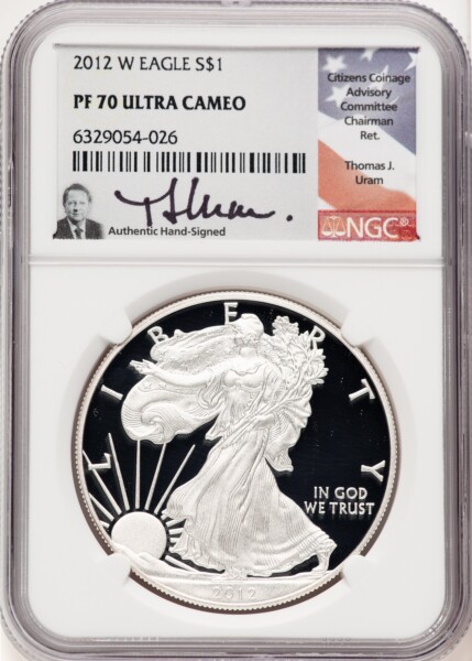 2012-W Proof Silver Eagle 1 oz Thomas Uram 70 NGC