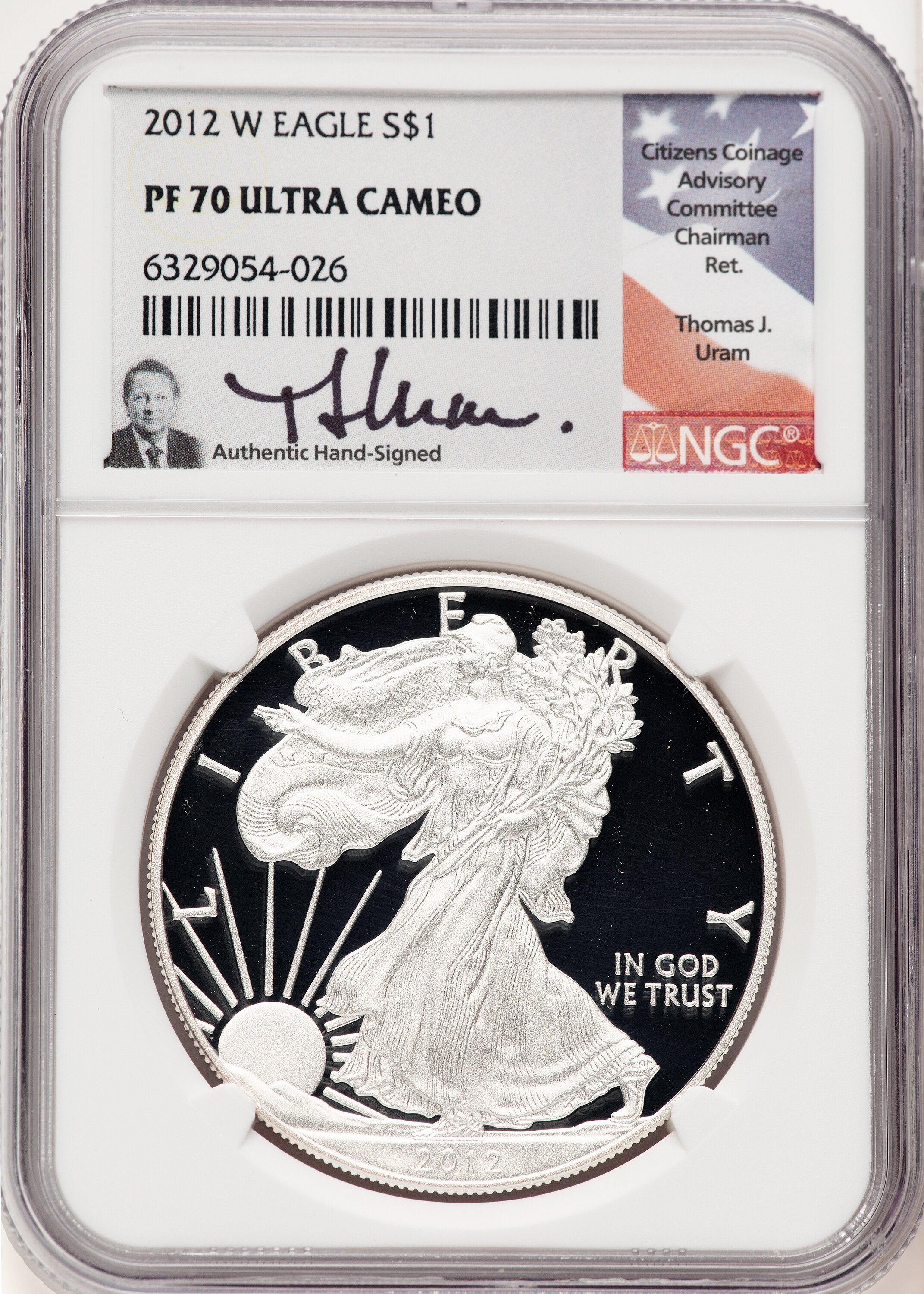 2012-W Proof Silver Eagle 1 oz Thomas Uram 70 NGC