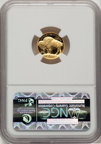 2008-W $5 Tenth-Ounce Gold Buffalo, .9999 Fine Gold, PR, DC Brown Label 70 NGC